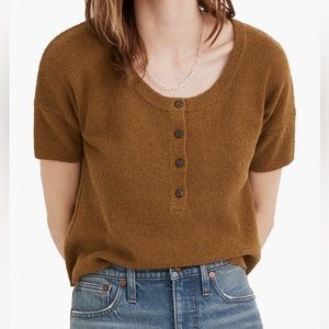 Madewell Quarter Button Short Sleeve Sweater